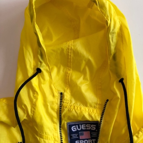 Guess Yellow Rain Windbreaker Pullover 